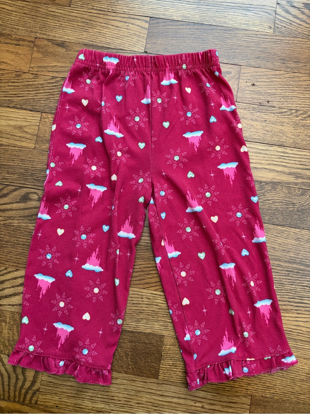 Disney Princess Christmas Holiday Winter Ruffle Pajama Pants 24 Month